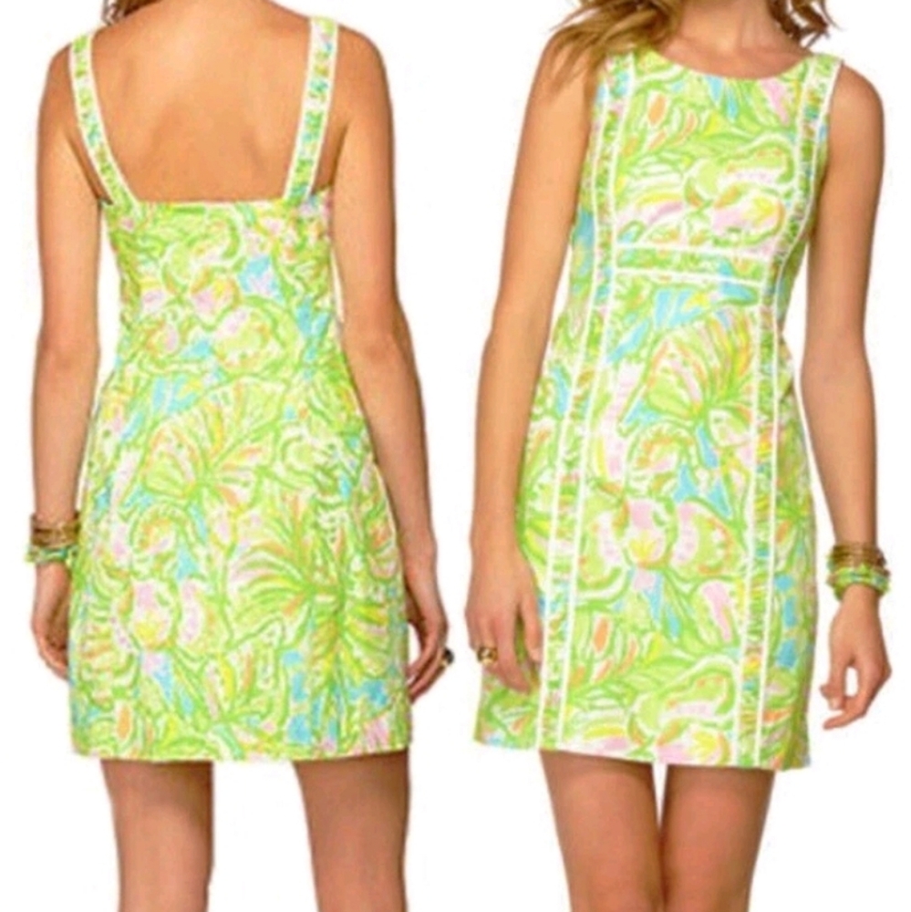 Bright Green Floral Cotton Dress by Lilly Pulitzer